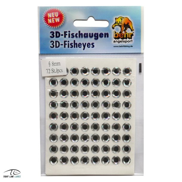  Fiske jne 8 mm 3D Slv 72 stk.